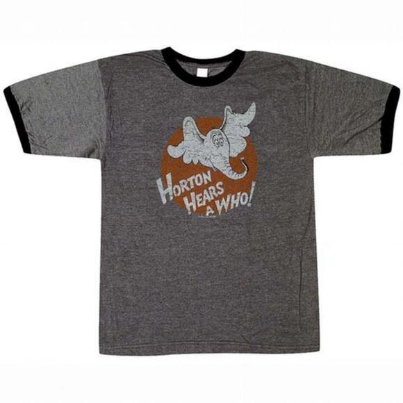 Vintage Dr. Seuss Ringer Tee - Horton Hears a Who T-Shirt -M - Picture 1 of 4